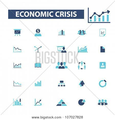 economic crisis, market analytics  icons, signs vector concept set for infographics, mobile, website, application
