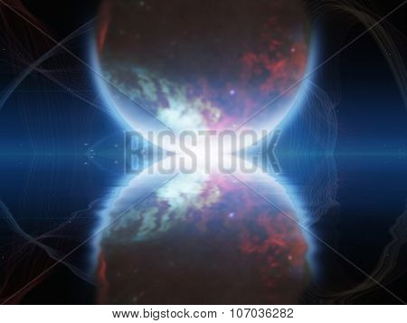 Exosolar Planet Rise over quiet waters