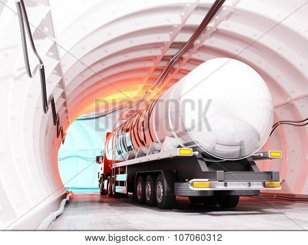 Truck driven by fuel on the road.