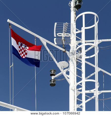 Croatian flag on ferry boat