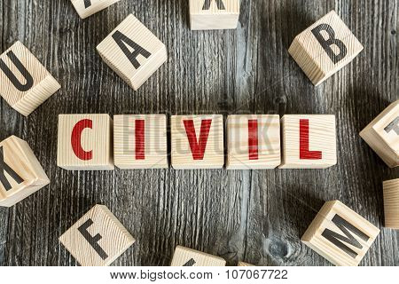 Wooden Blocks with the text: Civil
