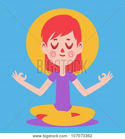 Cute Girl Meditating
