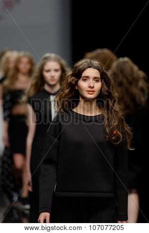 ST. PETERSBURG, RUSSIA - OCTOBER 28, 2015: Collection of Fashion House KOGEL at the fashion show during Mercedes-Benz Fashion Day St. Petersburg. It is one of most popular fashion events of the city
