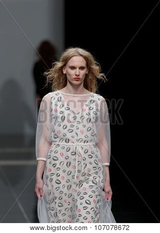 ST. PETERSBURG, RUSSIA - OCTOBER 28, 2015: Collection of Fashion House KOGEL at the fashion show during Mercedes-Benz Fashion Day St. Petersburg. It is one of most popular fashion events of the city
