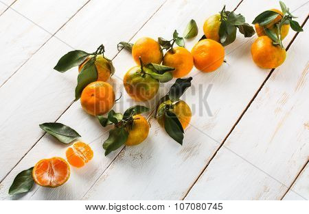 Ripe Tangerines Arranged Diagonally