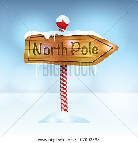 Christmas North Pole Sign In Snow Illustration