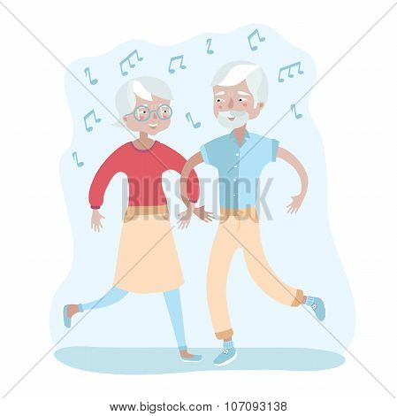 Happy elderly couple dancing