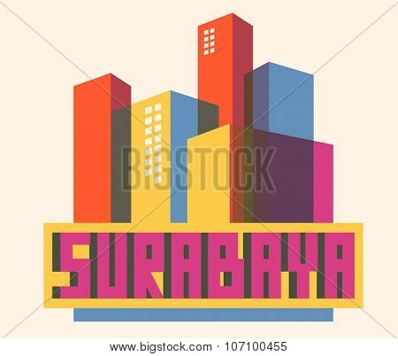 Surabaya beautiful city in world. Vector illustration