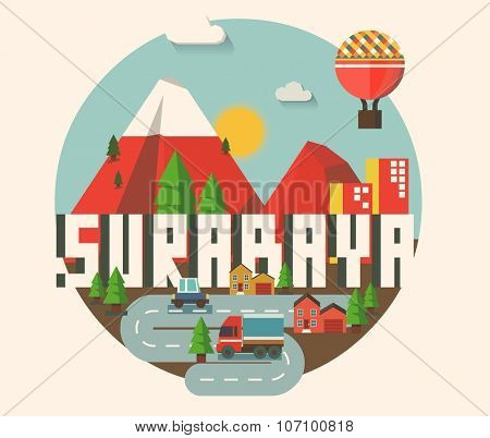 Surabaya beautiful city in world. Vector illustration