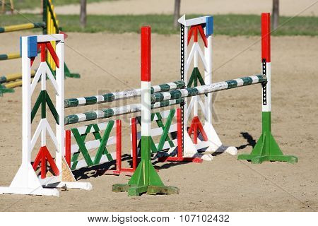 Barriers On The Ground For Jumping Horses As A Background