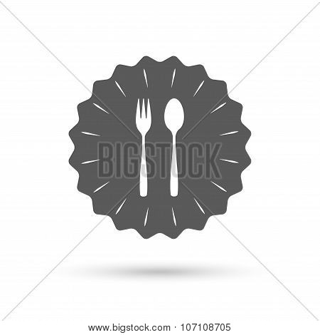 Eat sign icon. Dessert fork and teaspoon.
