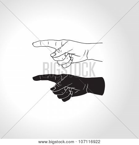 Silhouette of pointing finger hand