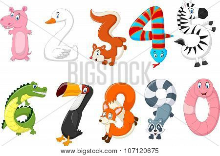 Illustration of number with a animal concept