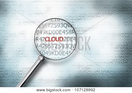 Reading The Word Cloud On Computer Screen With A Magnifying Glass