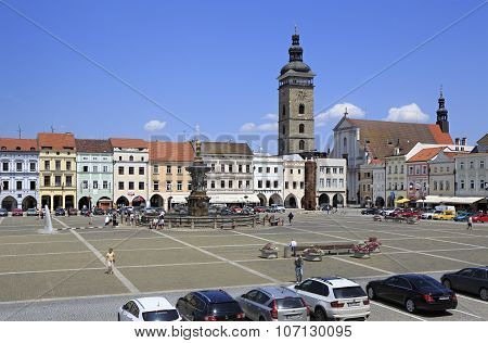 Square in the historic center of Ceske Budejovice.