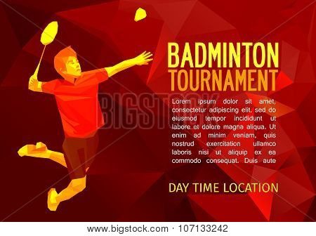 Polygonal Badminton Player, Sports Poster