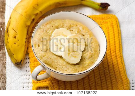 Banana Mug Cake Prepared In Microwave