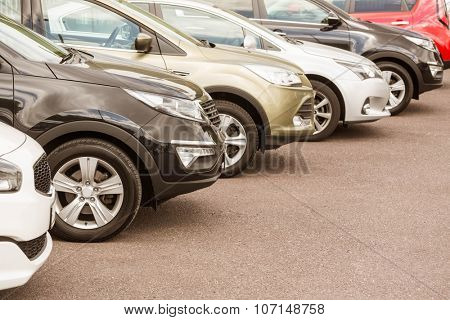 View of row new car at new car showroom
