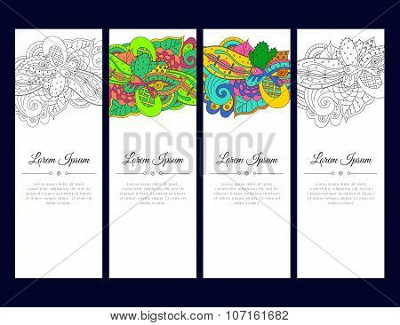 ?ards Or Banners With Colorful Zentangle