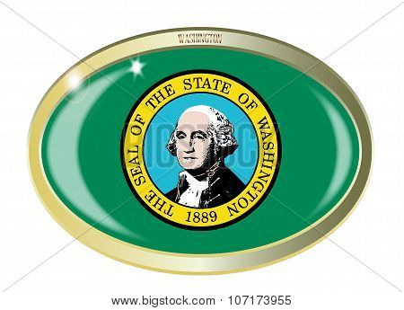 Washington State Flag Oval Button