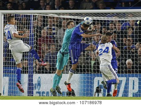 LONDON, ENGLAND - NOVEMBER 04 2015: goalkeeper Asmir Begovic of Chelsea during the UEFA Champions League match between Chelsea and Dynamo Kyiv at Stamford Bridge