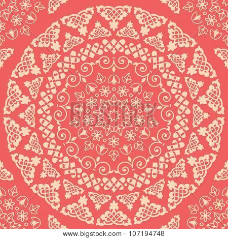Seamless pattern mandala. Vintage decorative elements. Hand drawn decor background. Islam, Arabic, Indian, ottoman motifs. Perfect for printing on fabric or paper