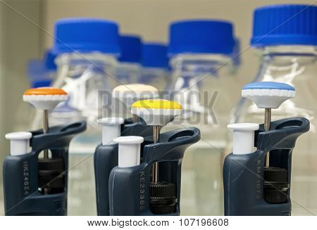Close-up Of Laboratory Pipettes