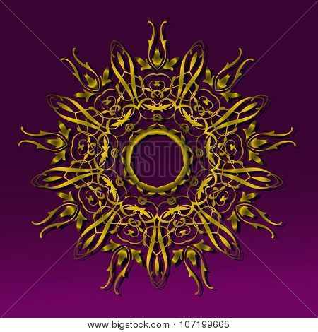 Golden round vintage ornament.