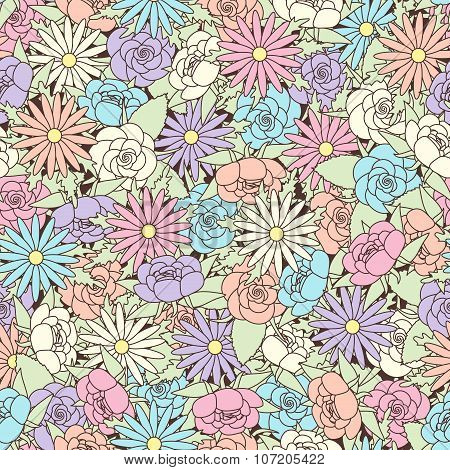 Abstract Seamless pattern with floral background