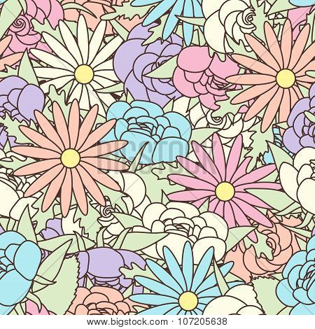 Abstract Seamless pattern with floral background