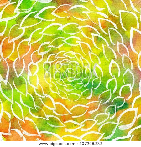 Watercolor Leaves Swirl Colorful Circles