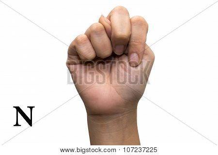 Finger Spelling the Alphabet in American Sign Language (ASL). The Letter N