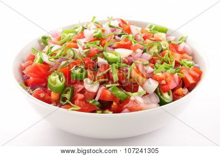 Homemade sizzling salsa in bowl.