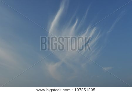 Sky. Dawn sunrise. Clouds over the meadow.