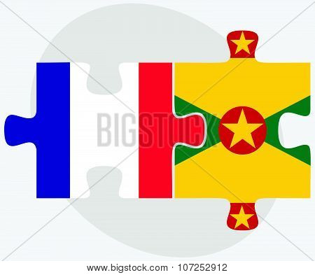France And Grenada Flags