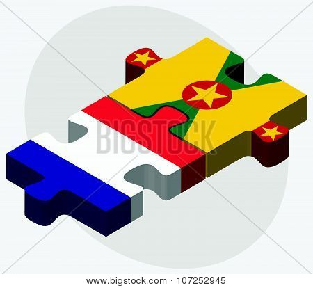 France And Grenada Flags