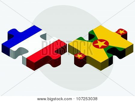 France And Grenada Flags