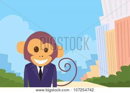 Monkey Cartoon Businessman Suit Profile