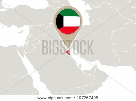 Kuwait On World Map