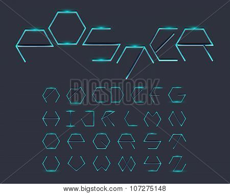 Hexagon Font - Thin Glow