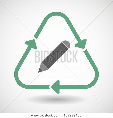 Line Art Recycle Sign Vector Icon With A Pencil