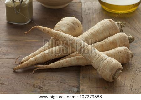 Fresh raw heirloom parsnips