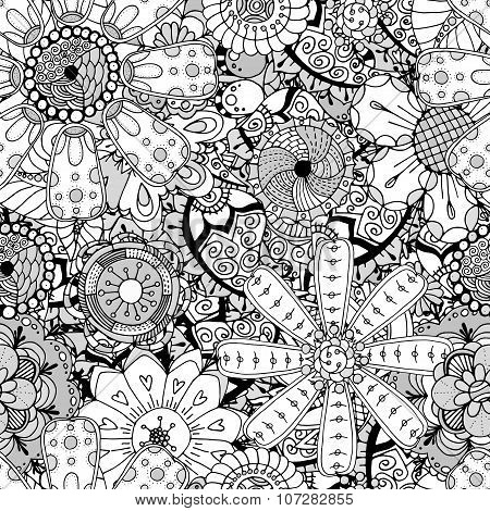 Seamless Contour Floral Pattern