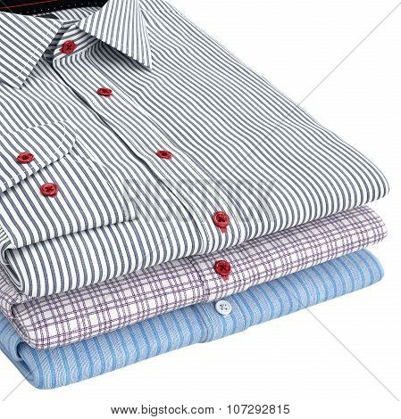 Classic men's shirts folded, zoomed view