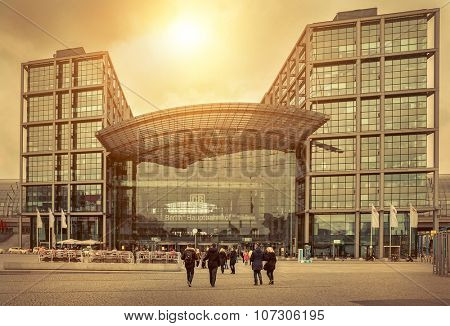 BERLIN, Germany - MARCH 28, 2015: Main train stantion in Berlin -  Hauptbahnhof is one of modern stantion in Europe.