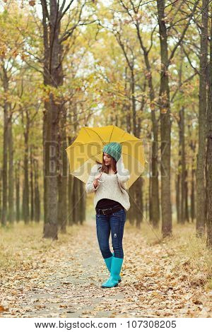 Girl Walking In The Park