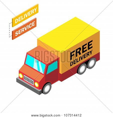 Flat 3D Isometric Online Shopping, Delivery Concept. Modern Infogaphic Template. Isometric Car. Vect