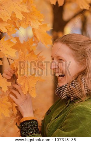 Girl Near Autumn Tree.