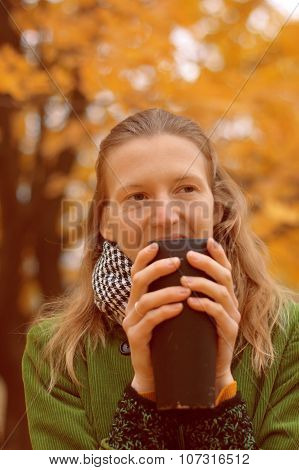 Girl Near Autumn Tree.