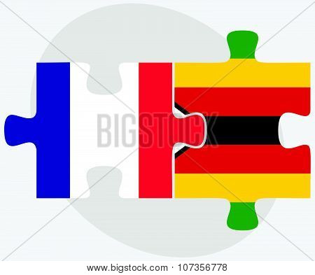 France And Zimbabwe Flags